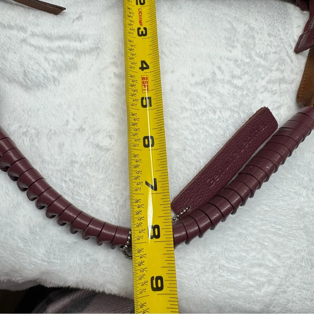 Nino Bossi Burgundy‎ Leather Hobo Shoulder Bag Braided Strap zip Closure